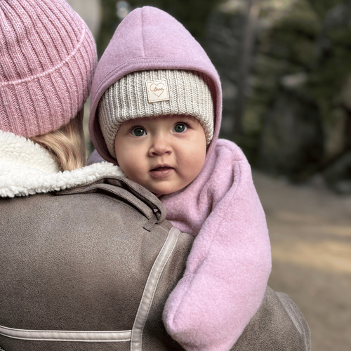 Rózsaszínű lány téli sapka, 100% extra finom merinói gyapjúból, Havana