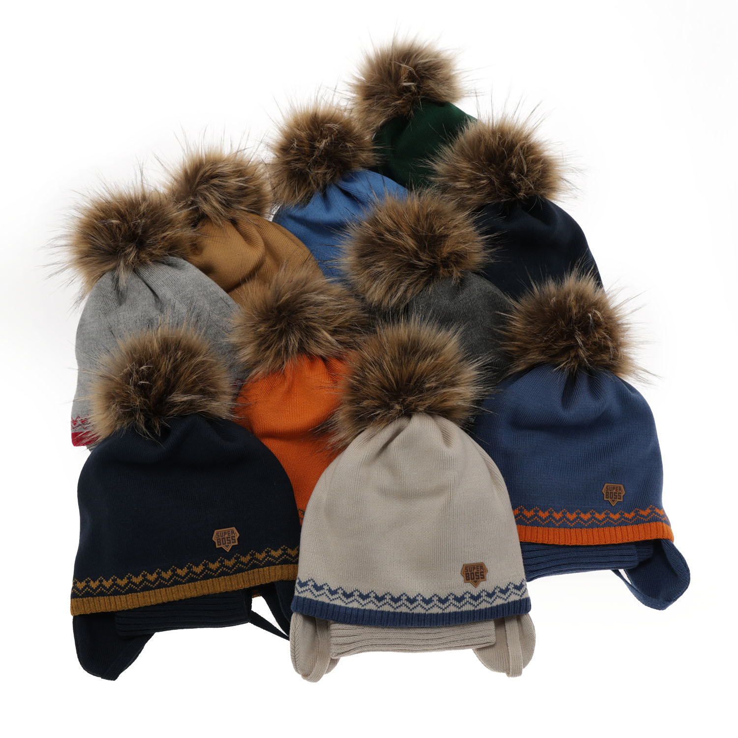 Fiúk téli szettje: sapka pomponnal és kék sál Elpis