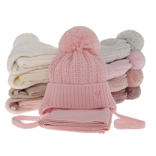 Téli lánykészlet: pomponos sapka és sál wrzosowy Marisa