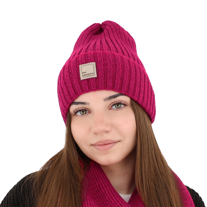 Női téli sapka rózsaszín merinó gyapjúból Benedetta