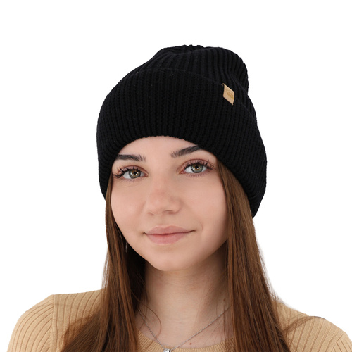 Női téli sapka pomponnal rózsaszín 100% extrafine merino gyapjú Isla