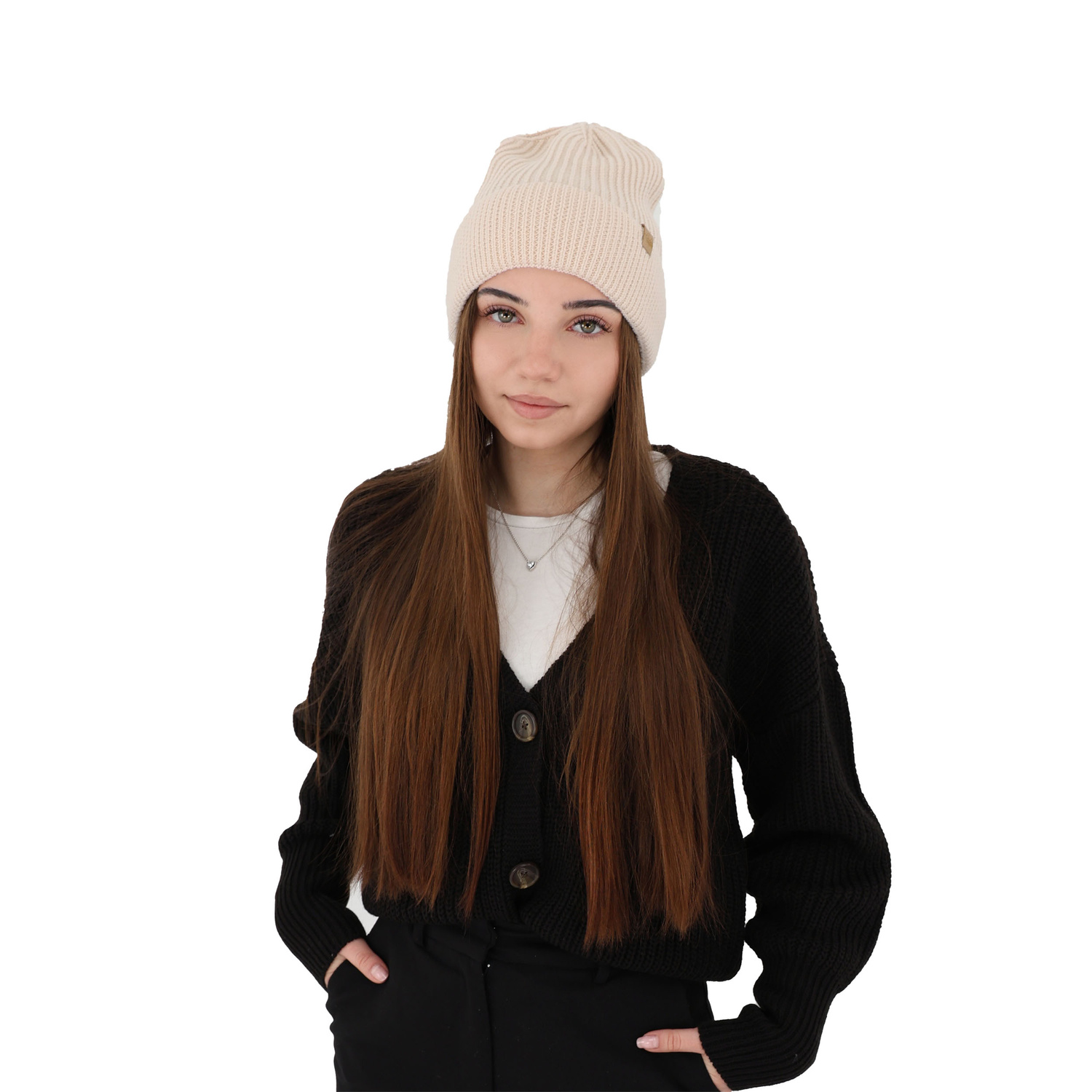 Női téli sapka, rózsaszín, 100% merinó gyapjú, Isla