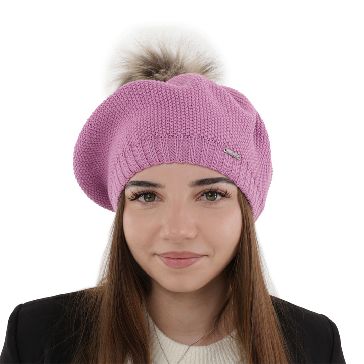 Női téli barett lila merinó gyapjúból Bonnie