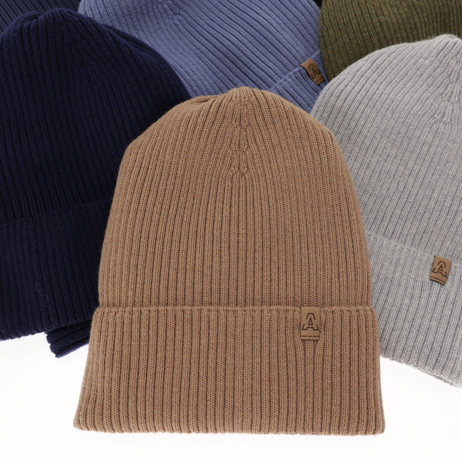 Fiú sapka és kémény, őszi/tavaszi kék szett 100% gyapjú extrafine merinó Lemas