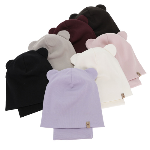 Kislány tavaszi-őszi sapka és nyakmelegítő szett, pamut, bézs, Luminia