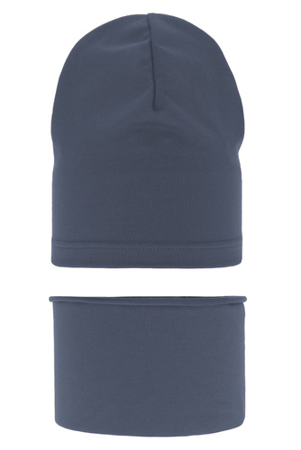 Fiú pamut szett: szürke őszi/tavaszi sapka és csősál Hazel