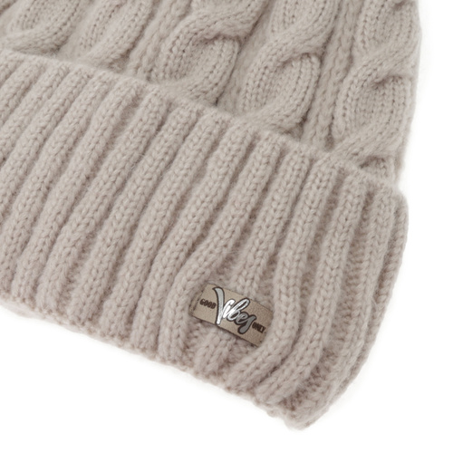 Női téli sapka és sál szett, bézs, Lunetta