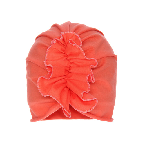 Lány pamut sapka őszi/tavaszi korall színű díszes ráncolással Werka