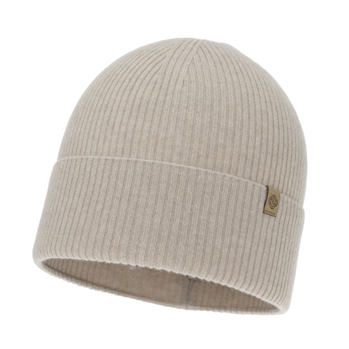 Női őszi-téli sapka, világosbézs, merinó gyapjúval és kasmírral, Alineta