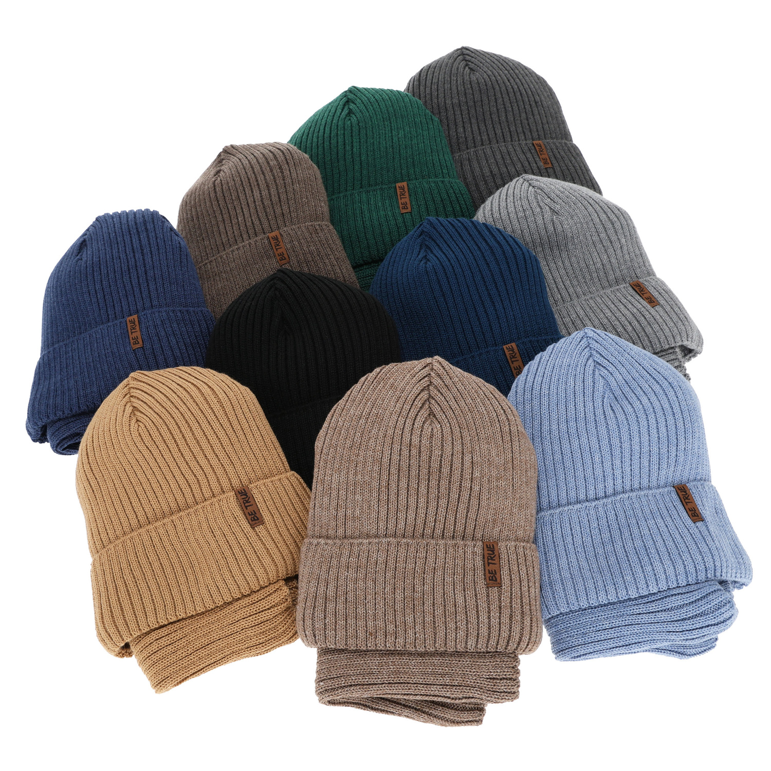 Kisfiú téli sapka és nyakmelegítő szett, kék, merinó gyapjúval, polárral bélelt, Colton