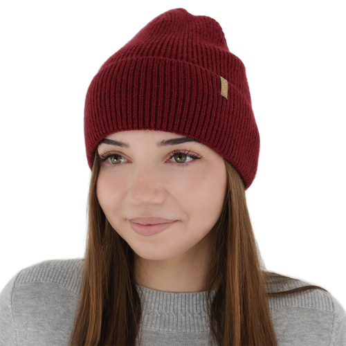Női téli sapka, bordó, merinó gyapjúval, Tahoe