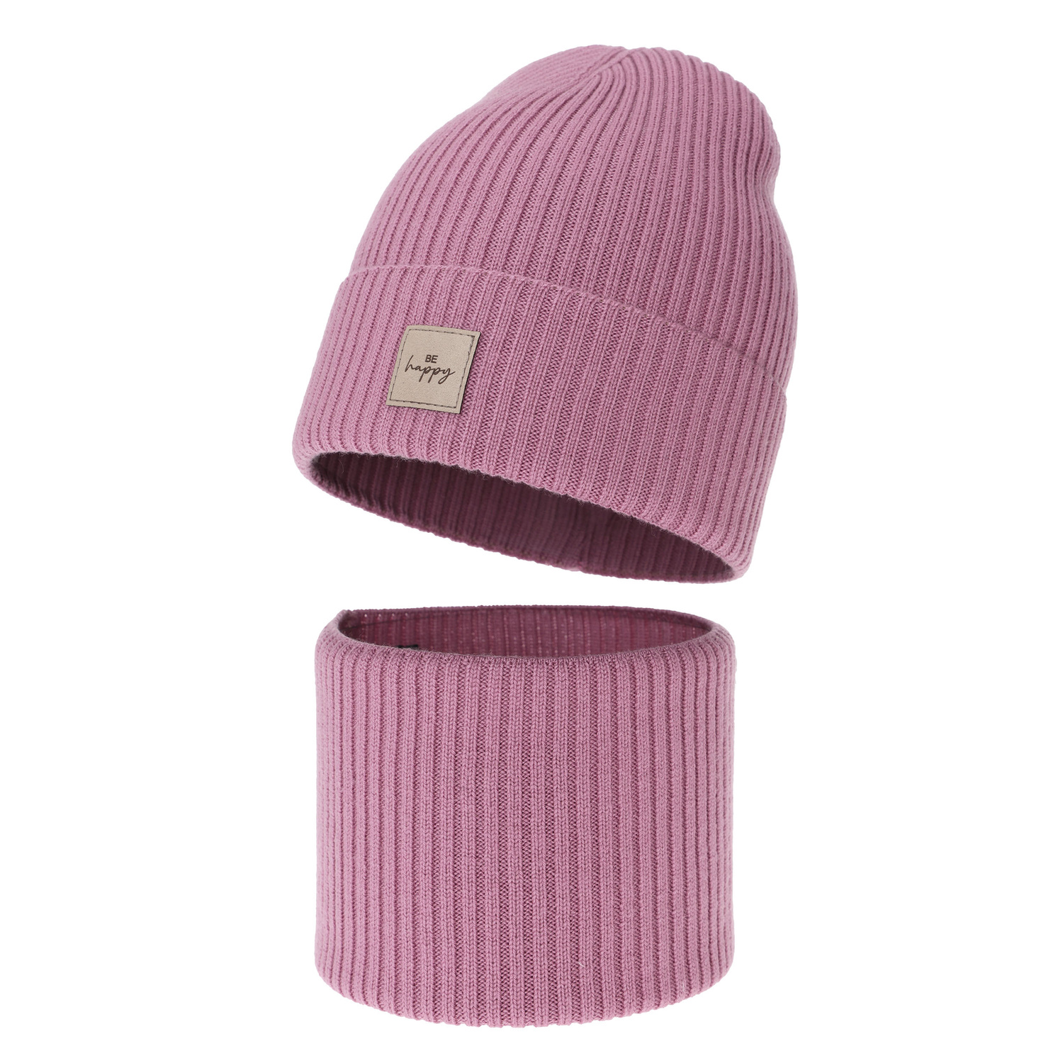 Őszi, tavaszi szett lányoknak: sapka és sál, rózsaszín, 100% gyapjú merinó Vanita