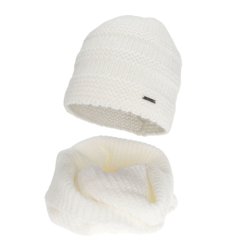 Téli sapka és nyakmelegítő szett, téli, rózsaszín, merinó gyapjúval, Driva