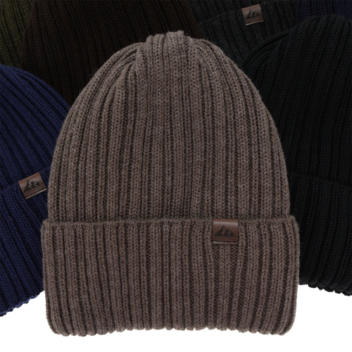 Férfi téli sapka, barna, merinó gyapjúval, Huno