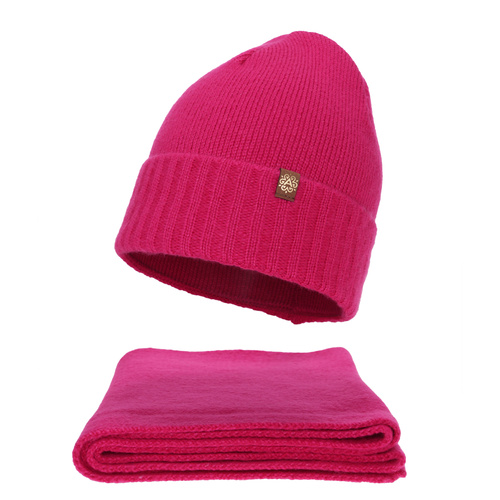 Női téli sapka és sál szett, amarant, Shasta