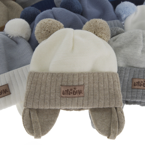 Őszi/tavaszi sapka fiúknak, szürke két pompommal Gigant