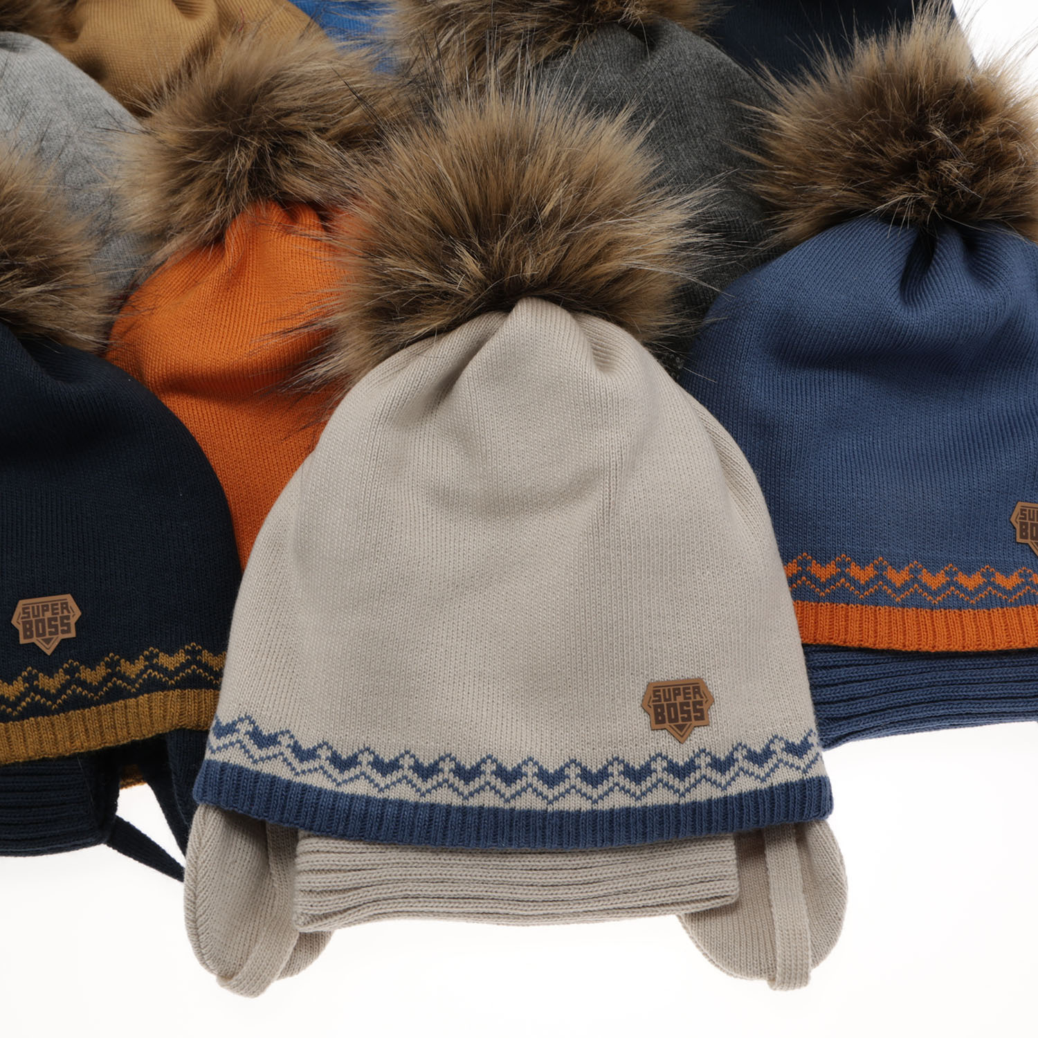 Fiú téli szett: pomponos sapka és sál bézs színben Elpis