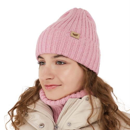 Téli szett lányoknak: sapka és kémény fekete merinói gyapjú Karmina