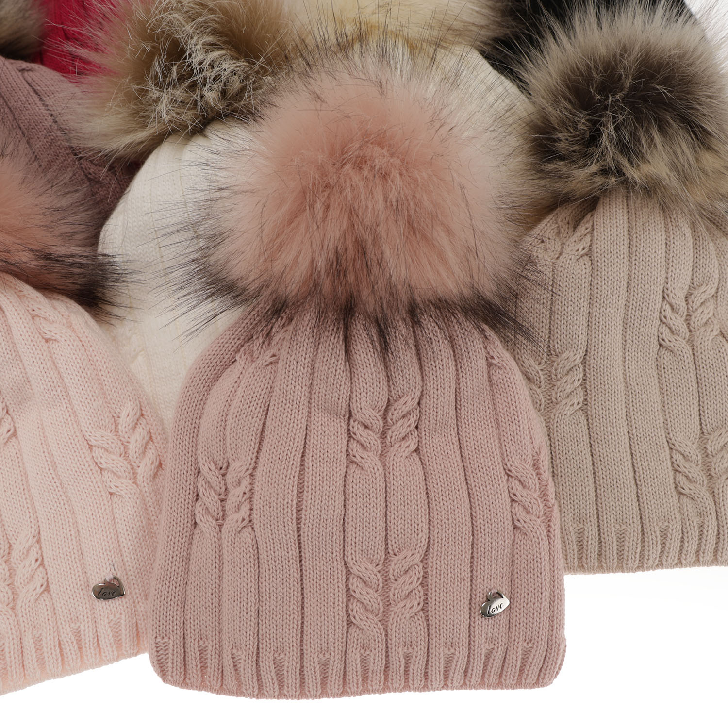 Téli szett lányoknak: pomponos sapka és sál rózsaszín Amaltea