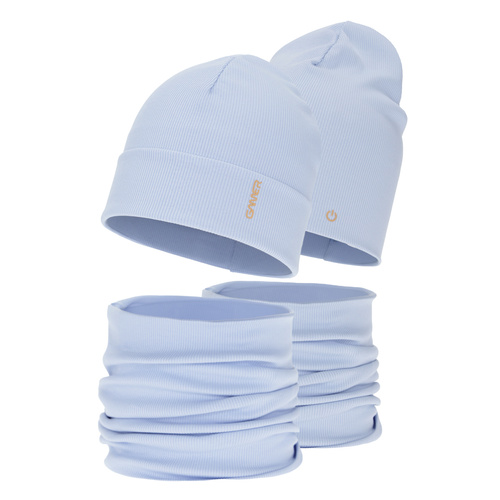 Kisfiú tavaszi-őszi sapka és nyakmelegítő szett, pamut, kék, Desider