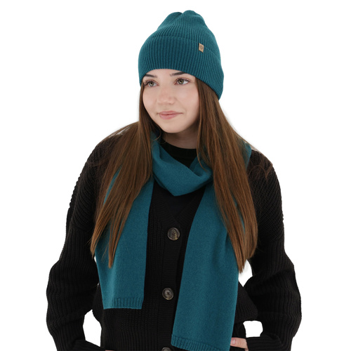 Női téli sál, smaragdzöld, merinó gyapjú kasmírral, Irenia