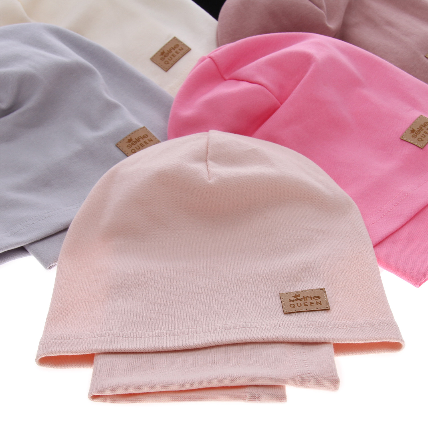 Lányoknak őszi/tavaszi szett: krémszínű pamut sapka és sál Selfie