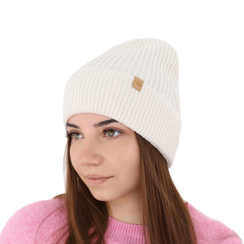 Női téli sapka pomponnal rózsaszín 100% extrafine merino gyapjú Isla