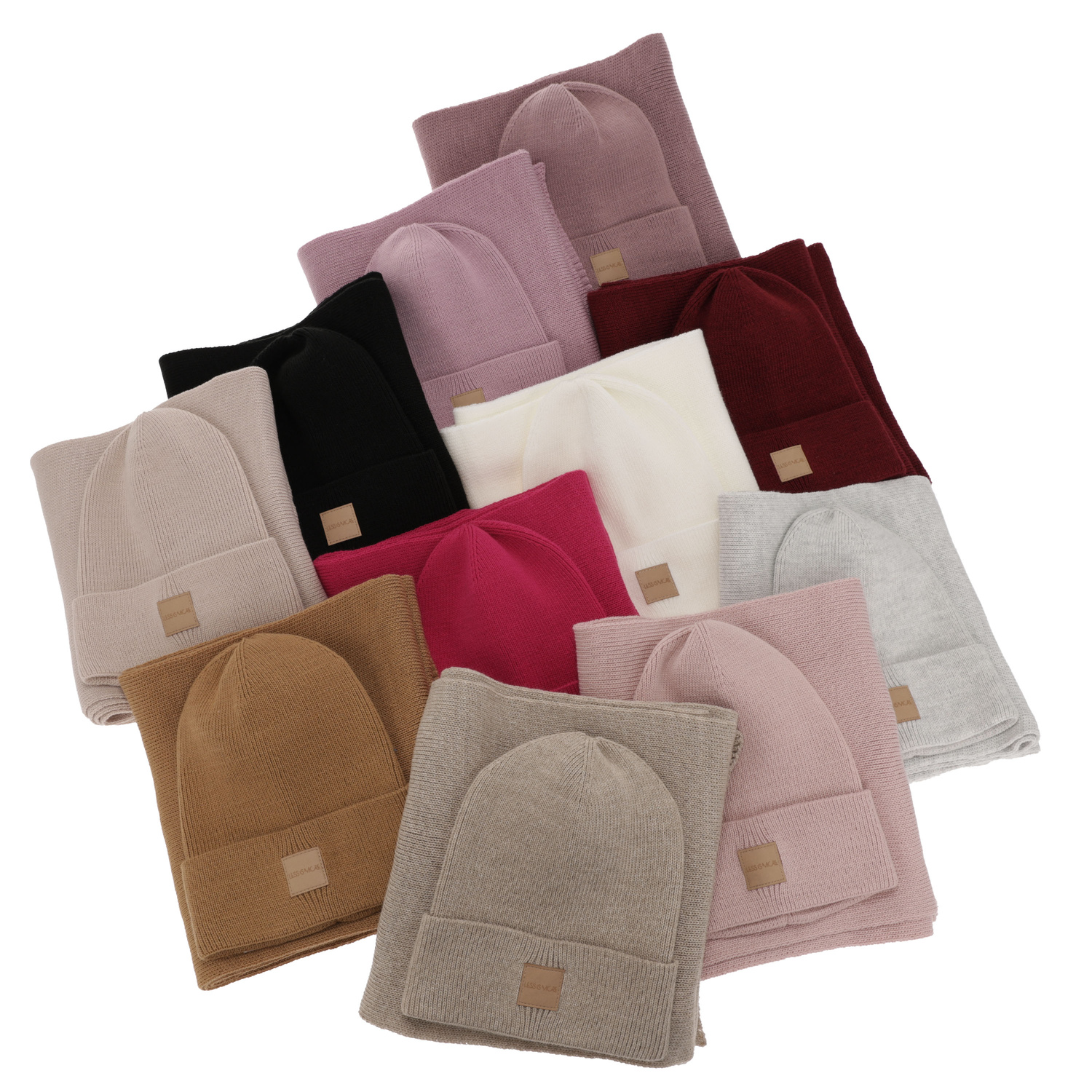 Őszi-téli női szett: sapka és sál krémszínű Nathalie