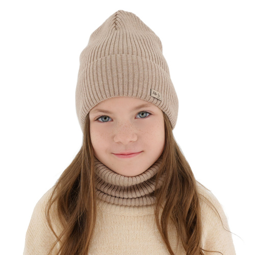 Őszi/tavaszi szett lányoknak: sapka és sál rózsaszín 100% gyapjú extrafine merinó Itra