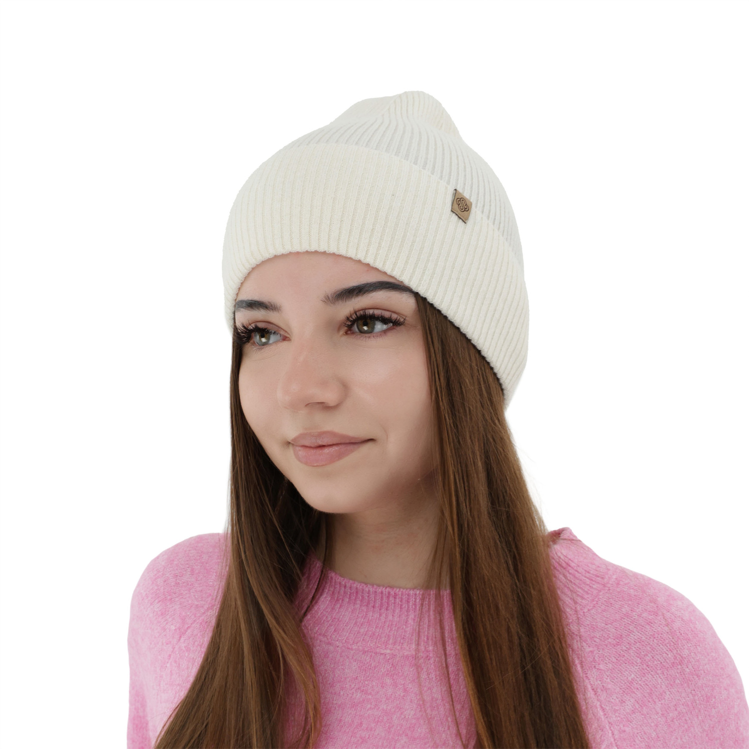 Női őszi-téli sapka, világosbézs, merinó gyapjúval és kasmírral, Alineta