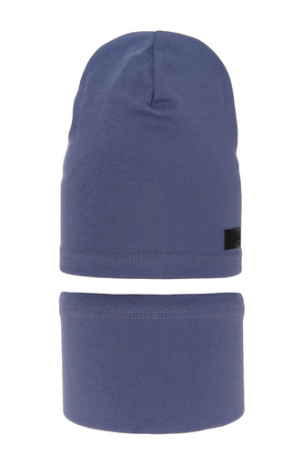 Fiú őszi/tavaszi szett: kék pamut sapka és csősál Frizi