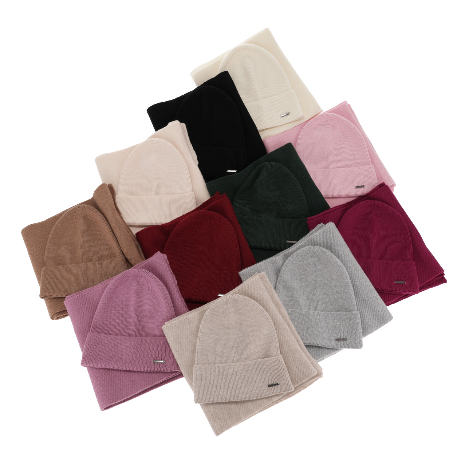 Őszi-téli női szett: sapka és sál camel 100% gyapjú extra fine merino Melpomena