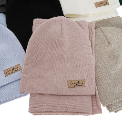 Őszi/tavaszi női szett: rózsaszín sapka és sál Zula