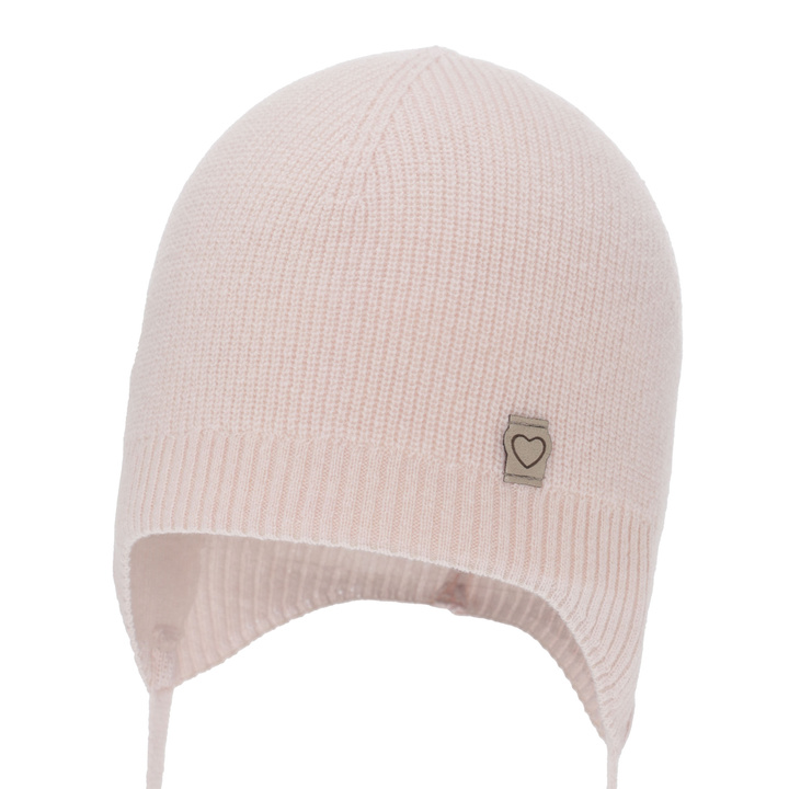 Kislány őszi-tavaszi sapka, rózsaszín, merinó gyapjú káshmírral, megkötős, Orida