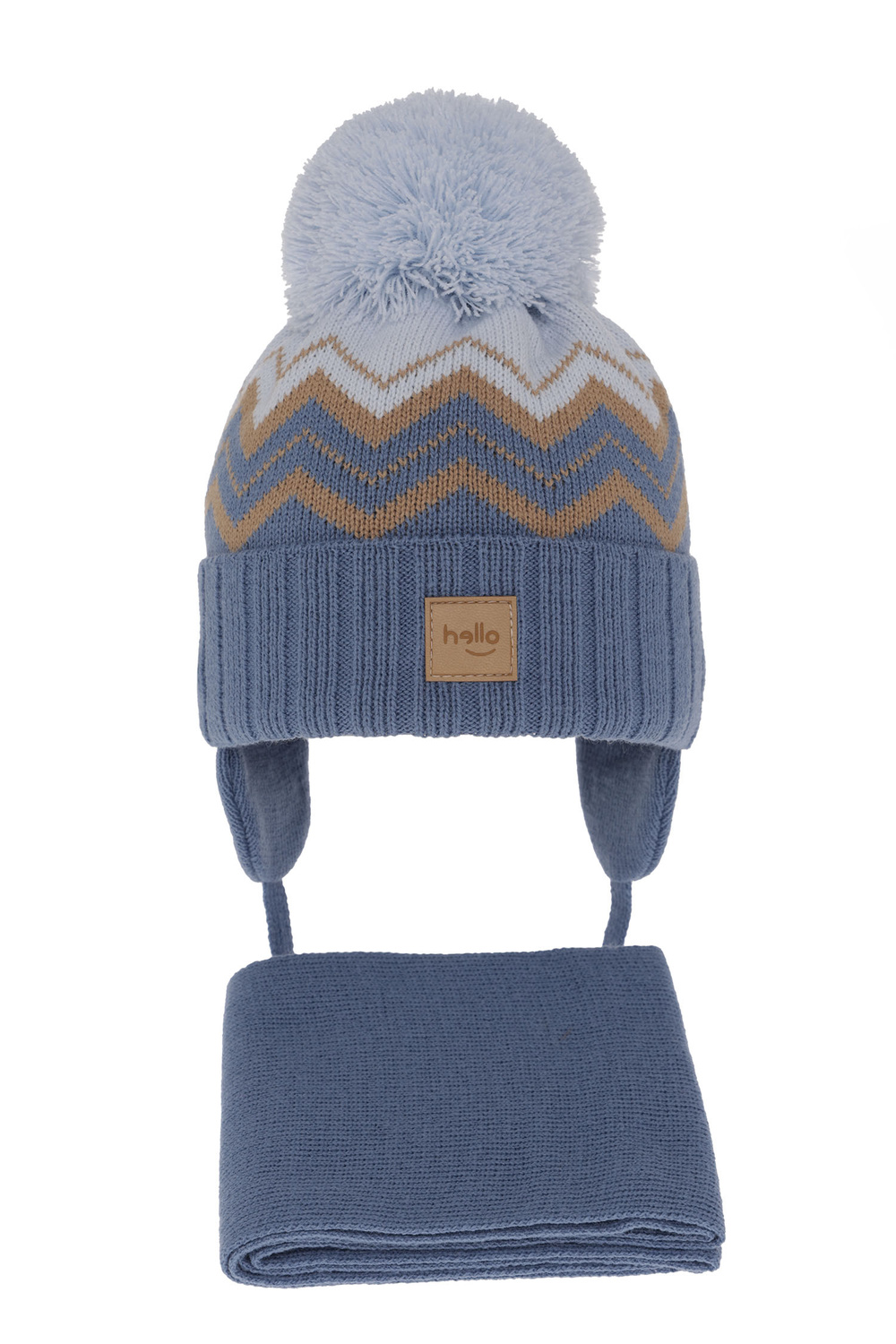 Fiú téli készlet: pomponos sapka és kék sál Marcus