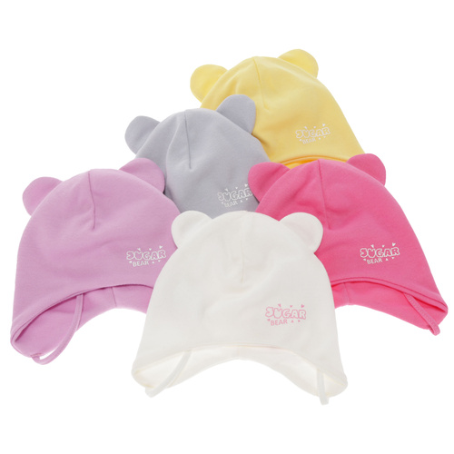 Kislány őszi-tavaszi sapka, rózsaszín, pamut, megkötős, Kelda