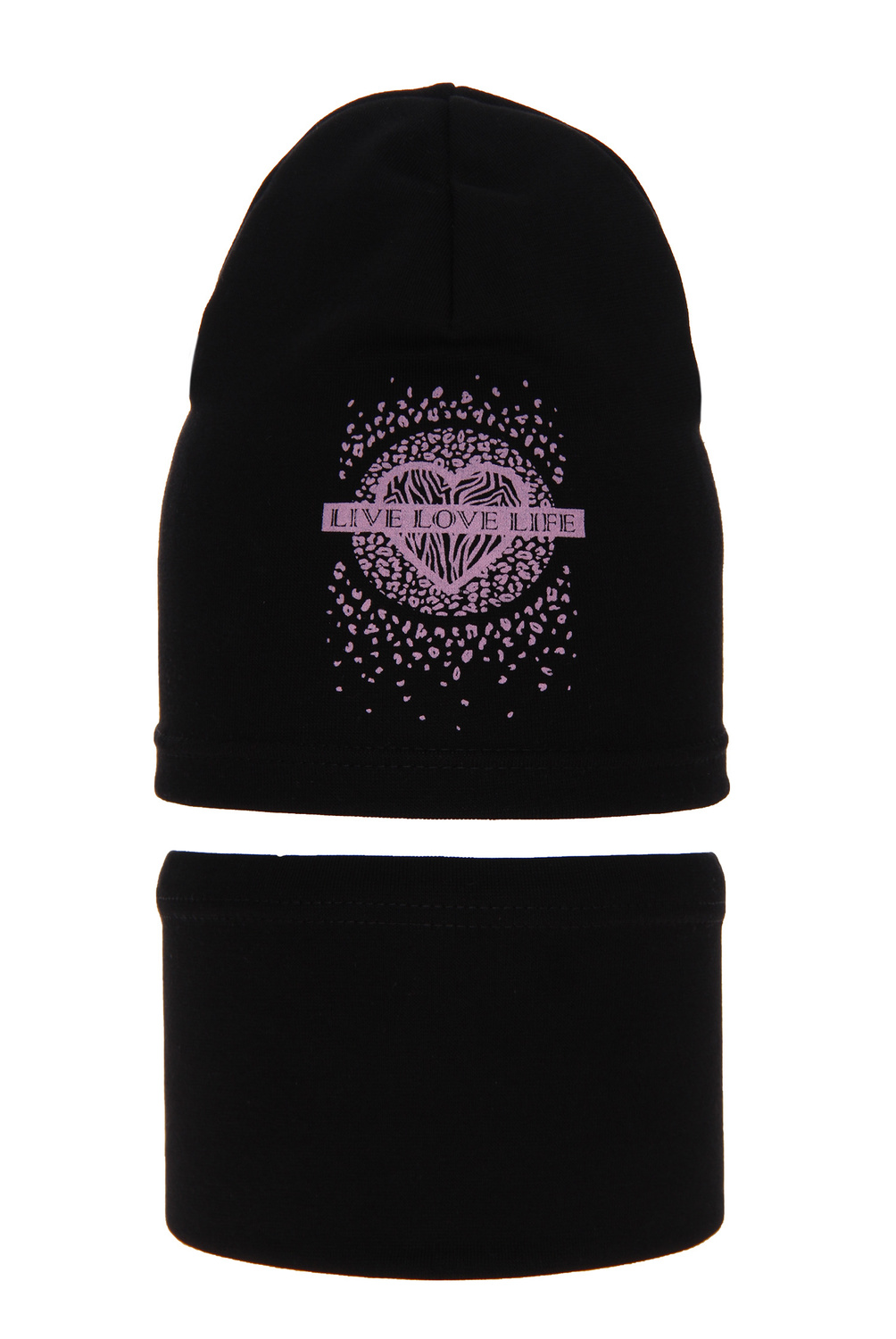 Őszi/tavaszi szett lányoknak: fekete pamut sapka és csősál Esmeralda