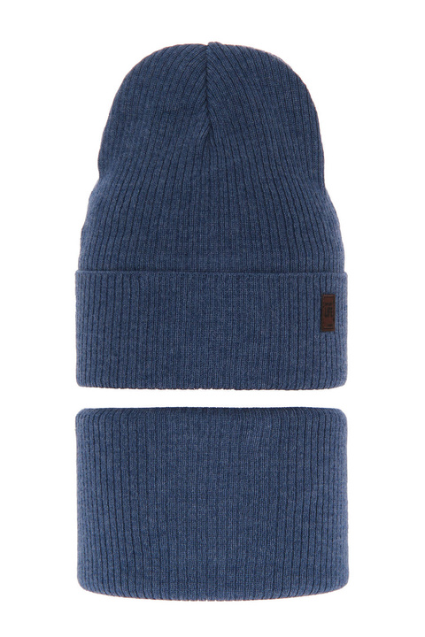 Fiú őszi/tavaszi szett: sapka és, pamuttal, kék sárkányos csősál Dragon