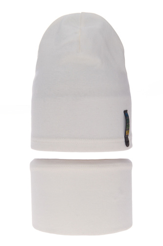 Lány őszi/tavaszi szett: sapka és pamut nyakmelegítő krémszínű Flores