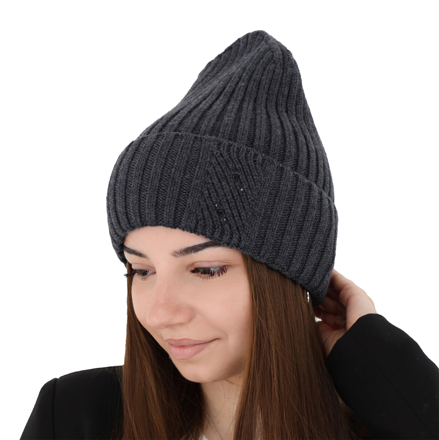 Női téli sapka szürke 100% extrafine merinói gyapjú Ariga