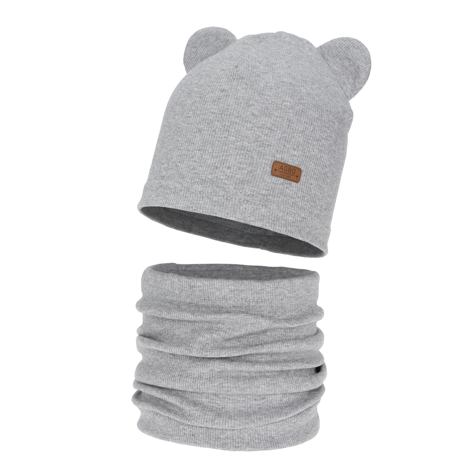 Kislány tavaszi-őszi sapka és nyakmelegítő szett, pamuttal, szürke Georgea