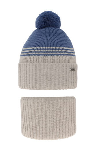 Fiú téli szett: pomponos sapka és sál narancssárga színben Pallas