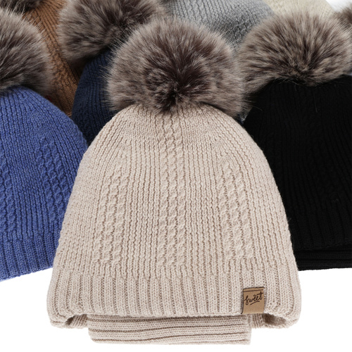 Kisfiú sapka és sál, téli szett, sötétkék, 100% merinó gyapjú, gyapjú polárral bélelt, kötős Danny