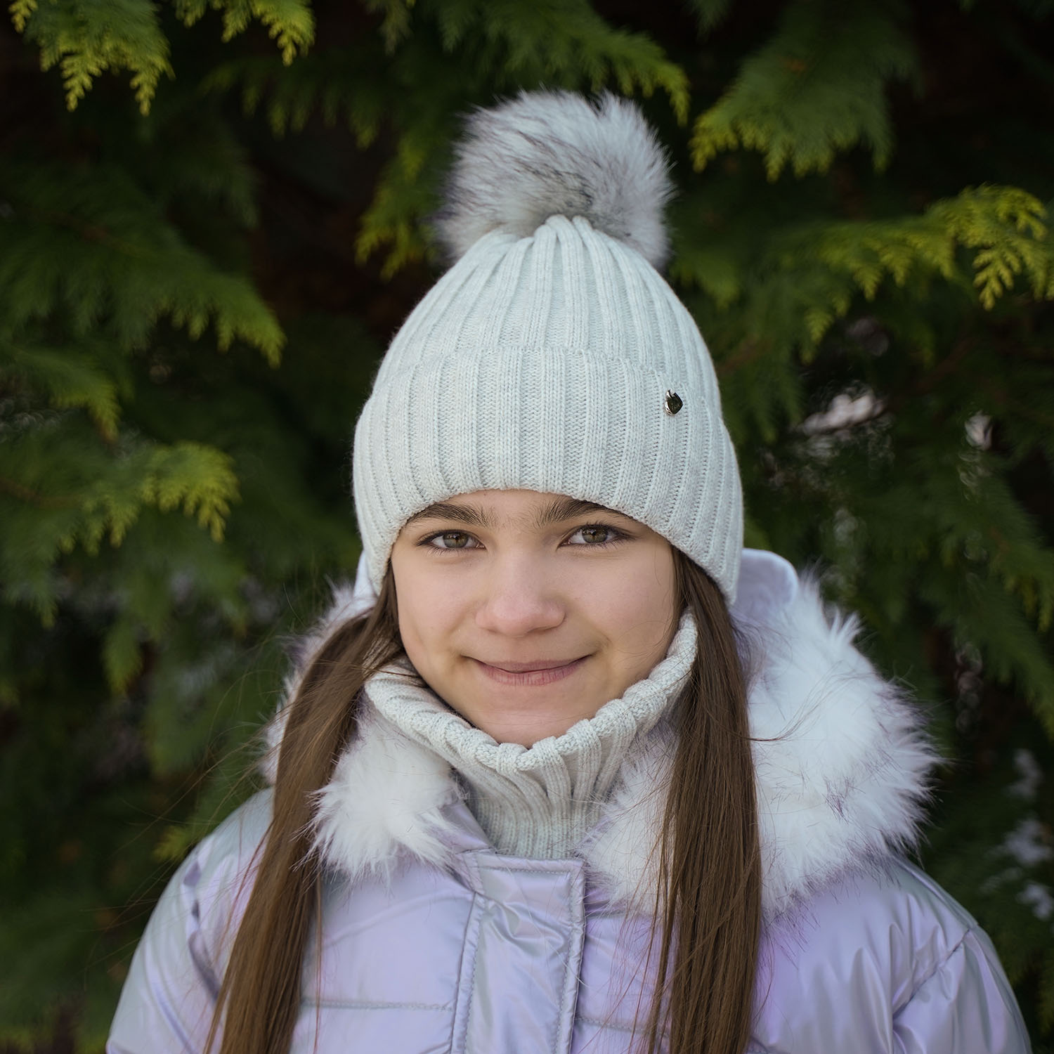 Kislány téli sapka és nyakmelegítő szett szurke Wilma
