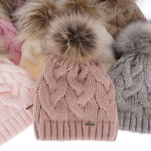 Fiú női téli sapka rózsaszín pomponnal Terri