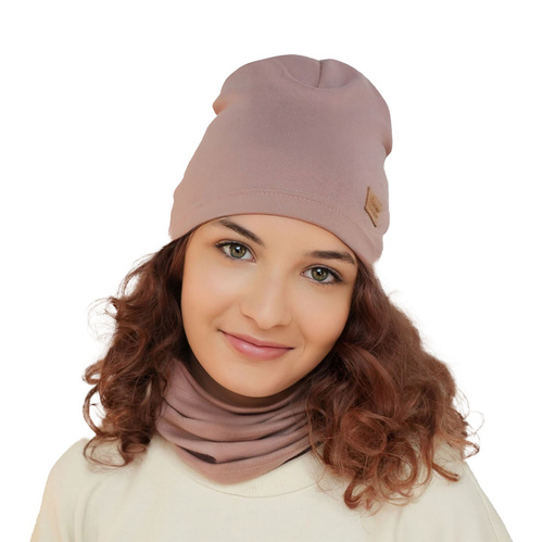 Őszi/tavaszi szett kislányoknak: pamut sapka és sálgallér, lila Selfie