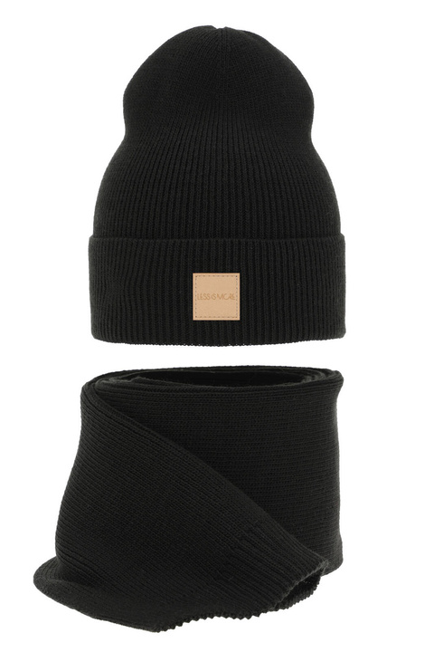 Őszi/tavaszi női szett: sapka és sál fekete Nathalie