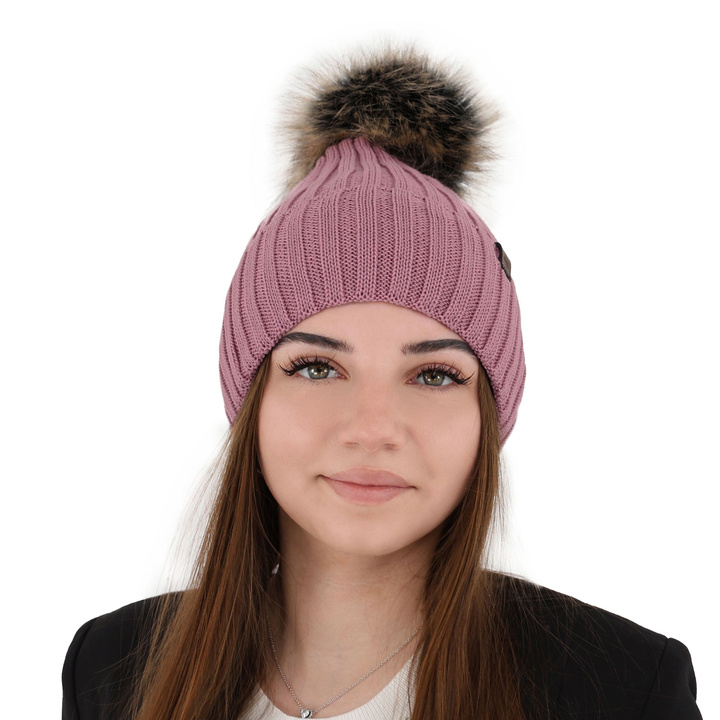 Női téli sapka lila merinó gyapjúból Texa