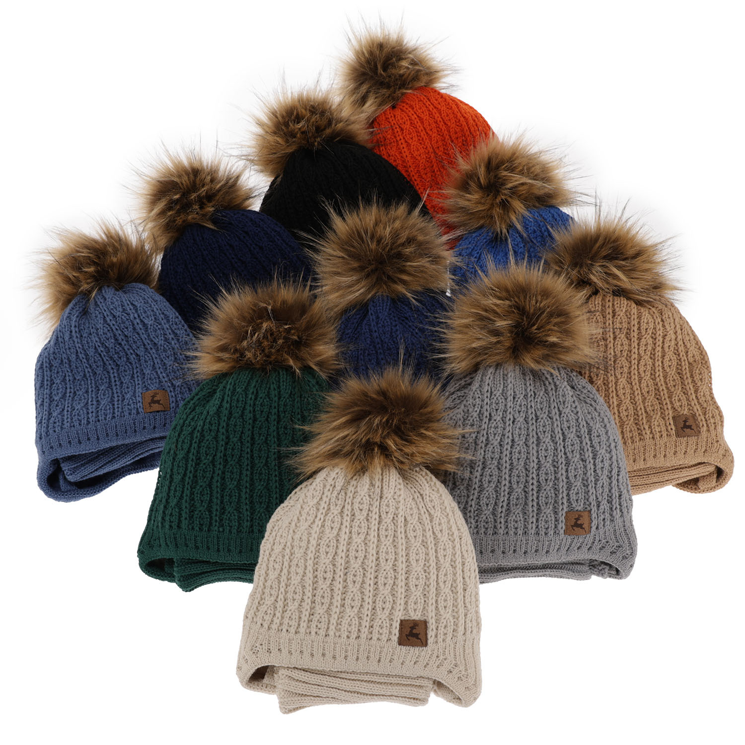 Fiú téli szett: sapka pomponnal és sál tengerészkék Pago