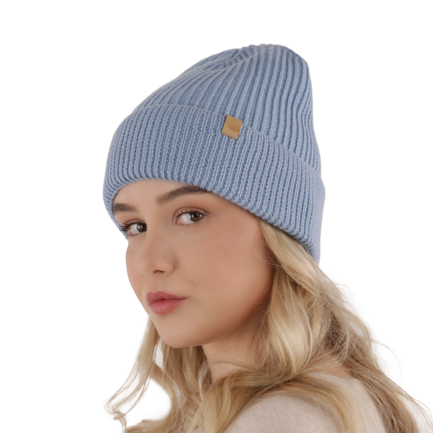 Női téli sapka pomponnal rózsaszín 100% extrafine merino gyapjú Isla